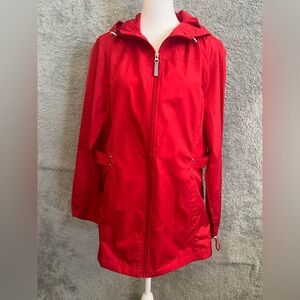 Jones New York Vibrant Red Utility Rain windbreaker Jacket